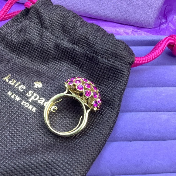 Kate Spade Fuchsia Crystal Ring Size 7 - Picture 3 of 5